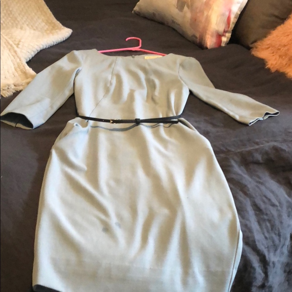 Steele blue belted MM LaFleur dress with pockets